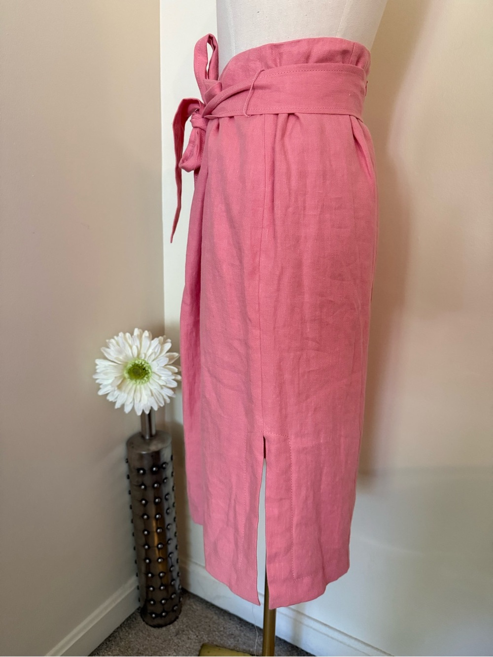 Talbots Pink Waist Midi Skirt with Self-Tie Belt 10P - Picture 2 of 5